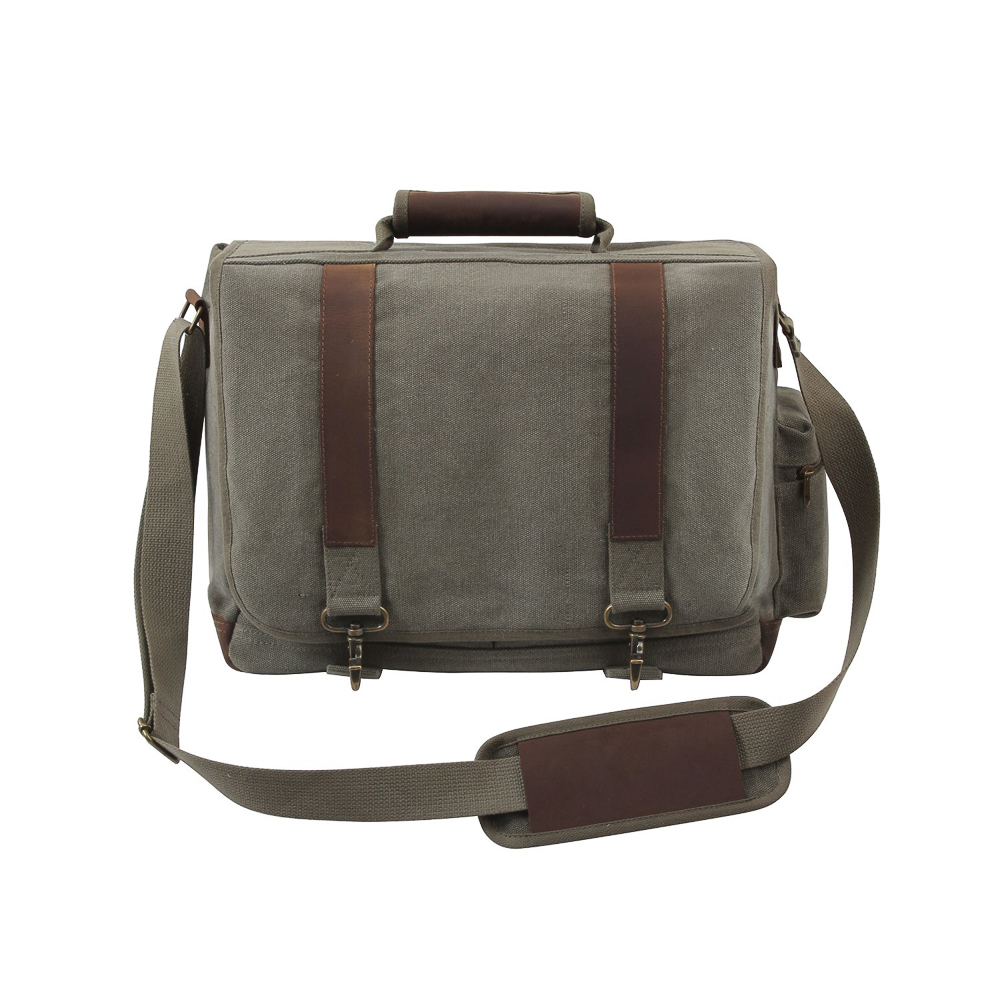 Rothco Vintage Canvas Pathfinder Laptop Bag With Leather Accents